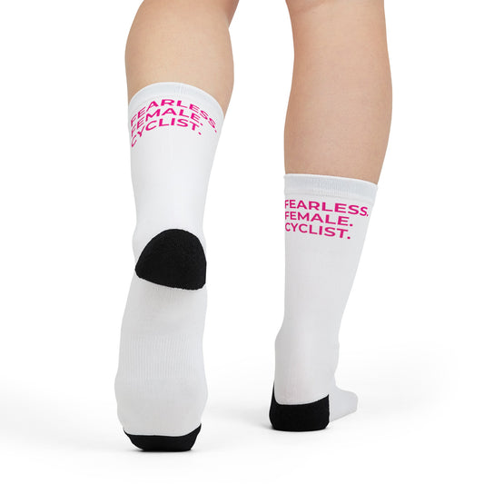 Fearless Female Cyclist Sublimation Crew Socks