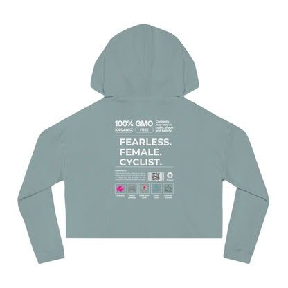 Fearless Female Cyclist Label Women’s Cropped Hooded Sweatshirt