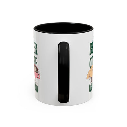 Coffee Mug - Life's Better with Coffee and Croissant Design, 11oz.