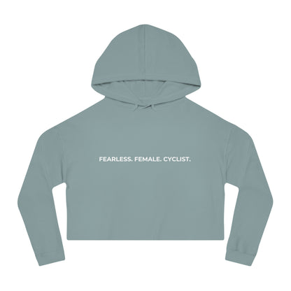 Fearless Female Cyclist Label Women’s Cropped Hooded Sweatshirt