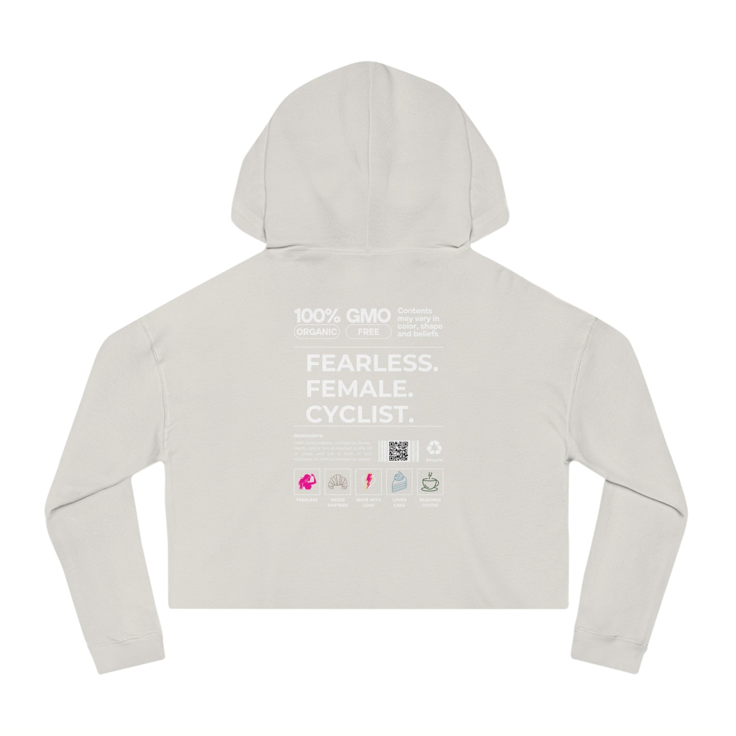 Fearless Female Cyclist Label Women’s Cropped Hooded Sweatshirt