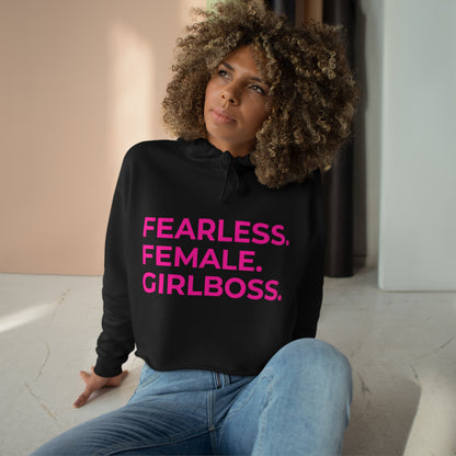 Fearless Female Girlboss Lips Crop Hoodie