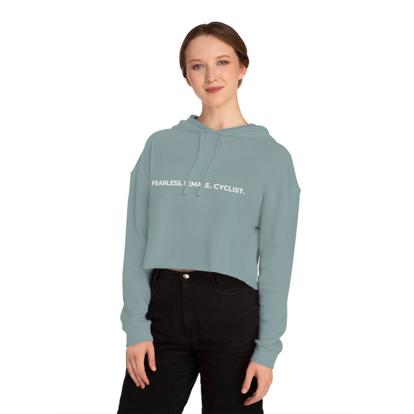 Fearless Female Cyclist Label Women’s Cropped Hooded Sweatshirt