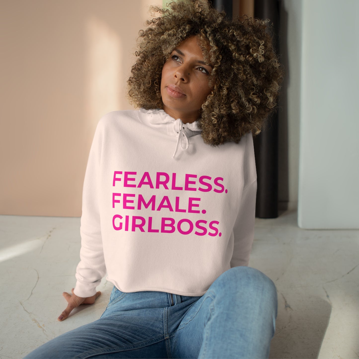 Fearless Female Girlboss Lips Crop Hoodie