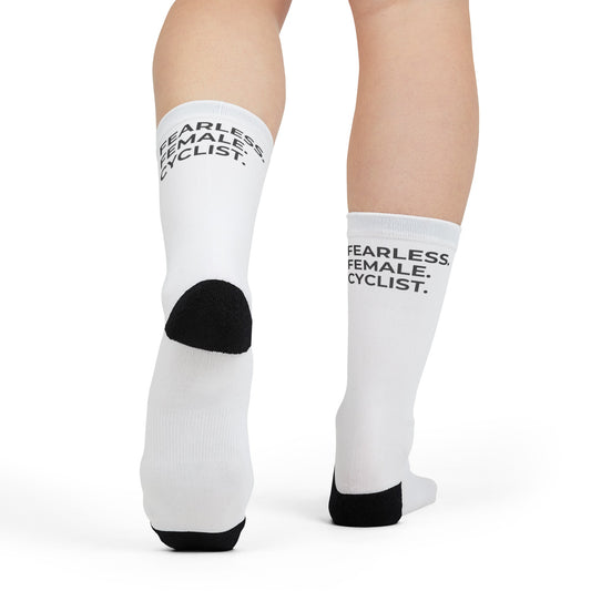 Fearless Female Cyclist Black Crew Socks