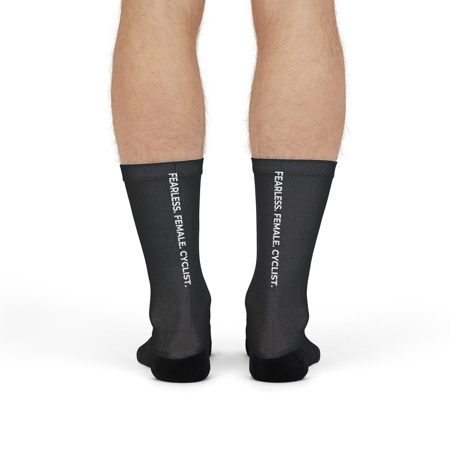 Fearless Female Cyclist Vertical Crew Socks