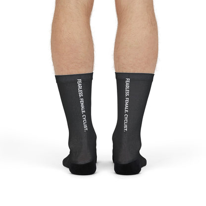 Fearless Female Cyclist Vertical Crew Socks