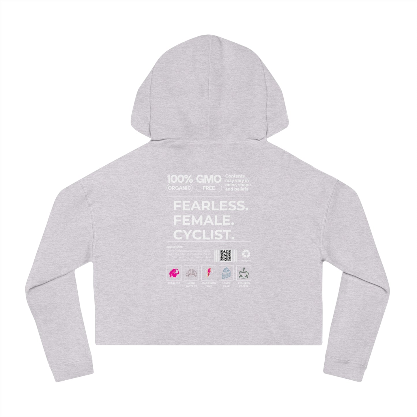 Fearless Female Cyclist Label Women’s Cropped Hooded Sweatshirt