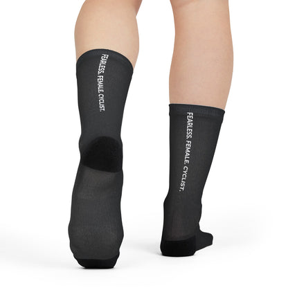 Fearless Female Cyclist Vertical Crew Socks